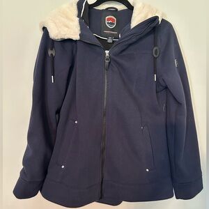 NWOT Sz med 1 Madison Expedition navy hooded zipper jacket with warm cozy hood.